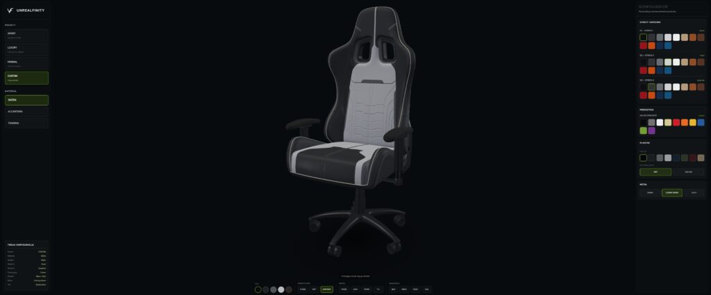 Personalizacja produktu w konfiguratorze 3D w czasie rzeczywistym