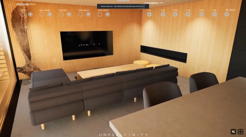 Wirtualny spacer 3D po realistycznym wnętrzu wykonanym w Unreal Engine